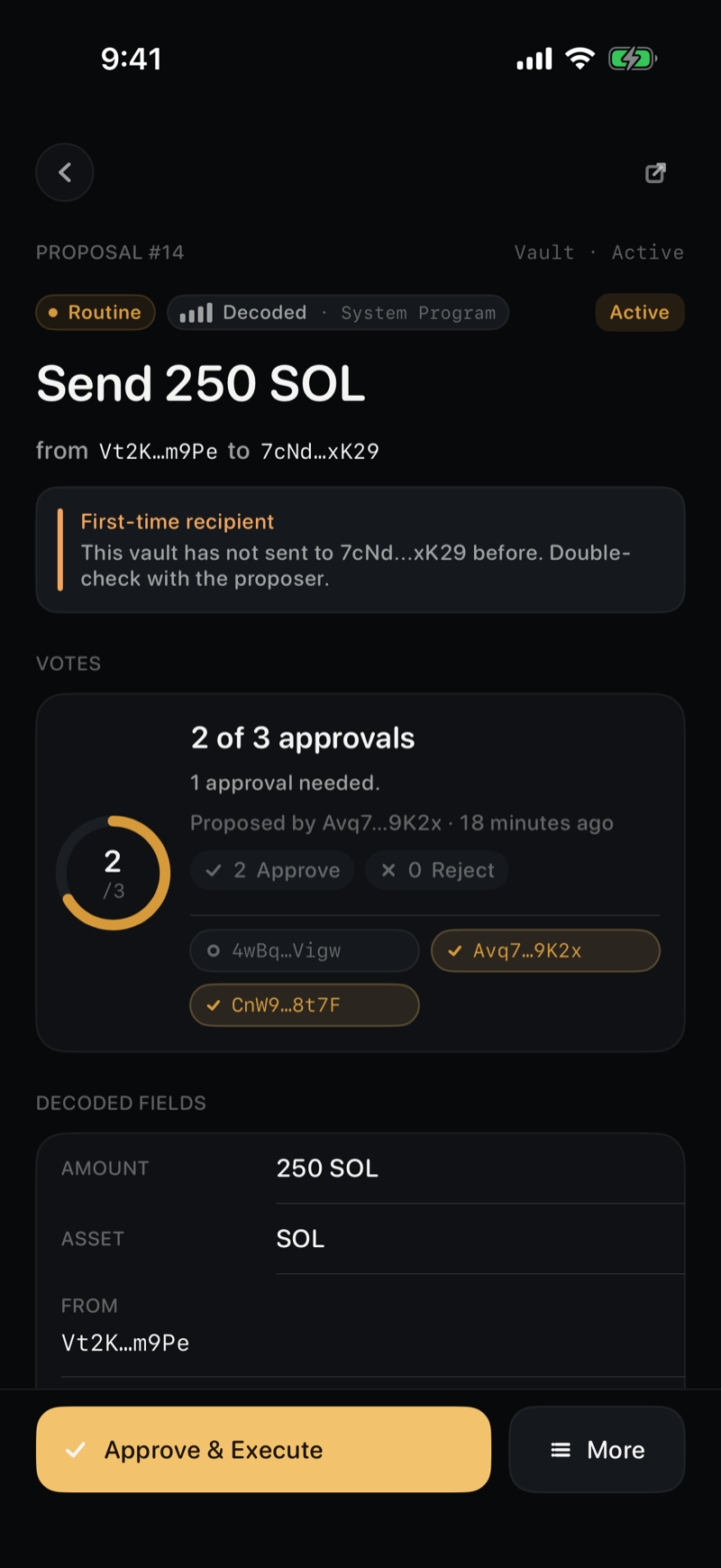 Cosign decoded proposal detail