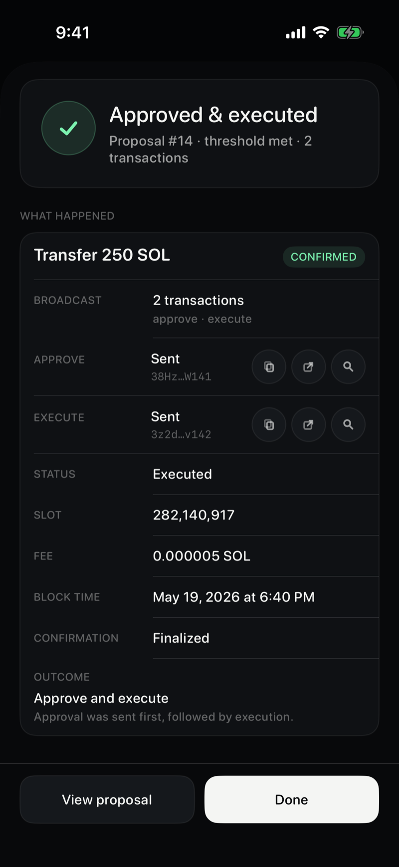 Cosign verifiable receipt